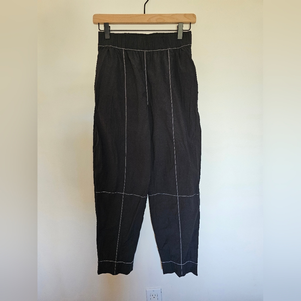 Ganni black contrast stitch pants